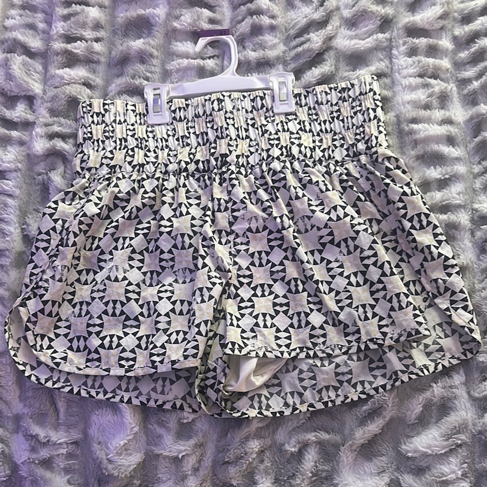 FP Movement High Waist Black and White Geometric Shorts